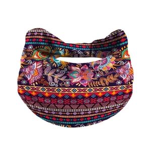 Boho Floral Headband Geometric Retro Hippie Stretch Hair Accessory Purple